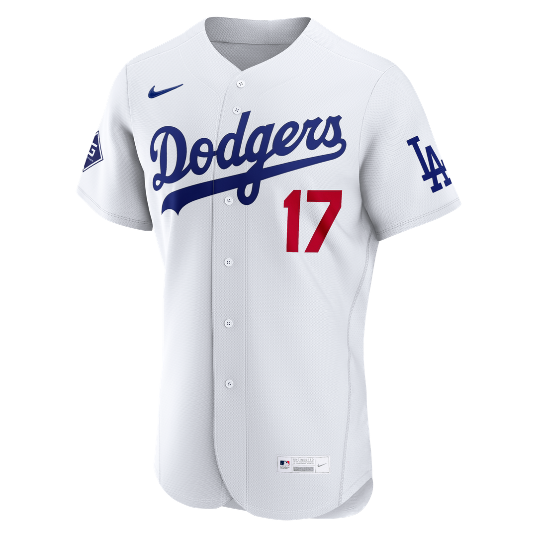 Los Angeles Dodgers Shohei Ohtani White Home Authentic Sponsor Patch Baseball Jersey | MLB Baseball Jersey