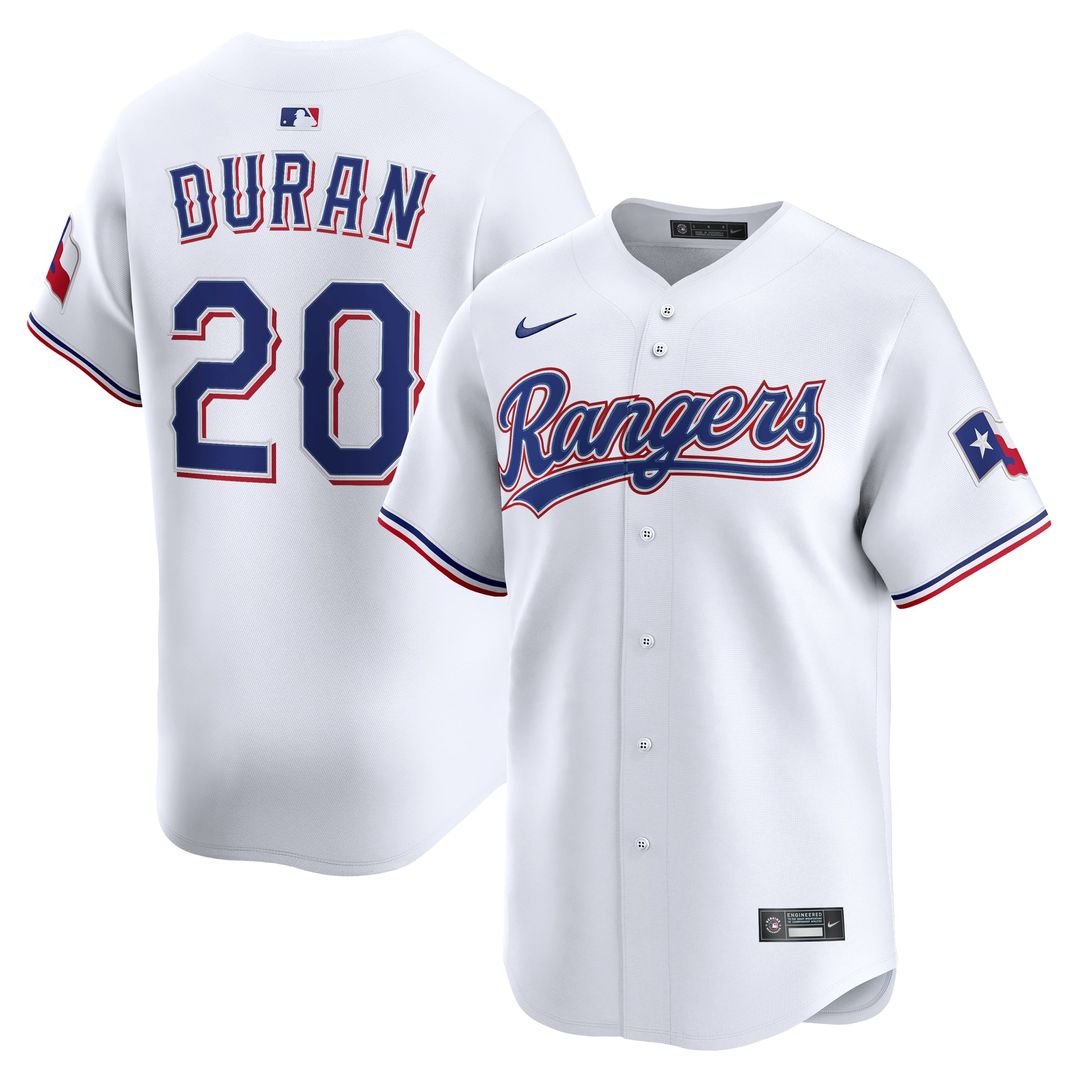 Texas Rangers Ezequiel Duran White Home Limited Baseball Jersey