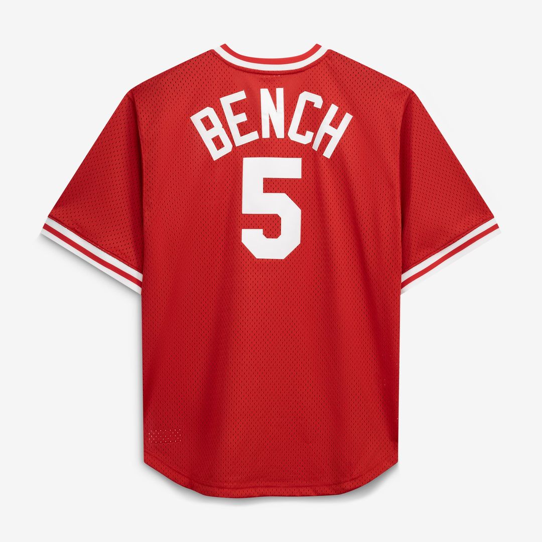 Cincinnati Reds Johnny Bench Red Cooperstown Collection Big & Tall Mesh Batting Practice Baseball Jersey | MLB Baseball Jersey