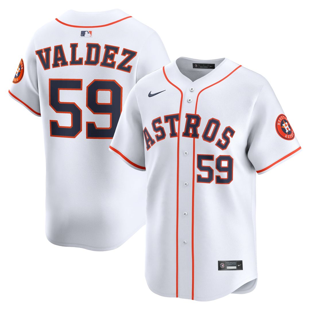 Houston Astros Framber Valdez White Home Limited Baseball Jersey