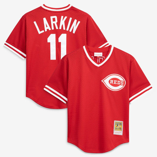 Cincinnati Reds Barry Larkin Red Authentic Batting Practice Baseball Jersey