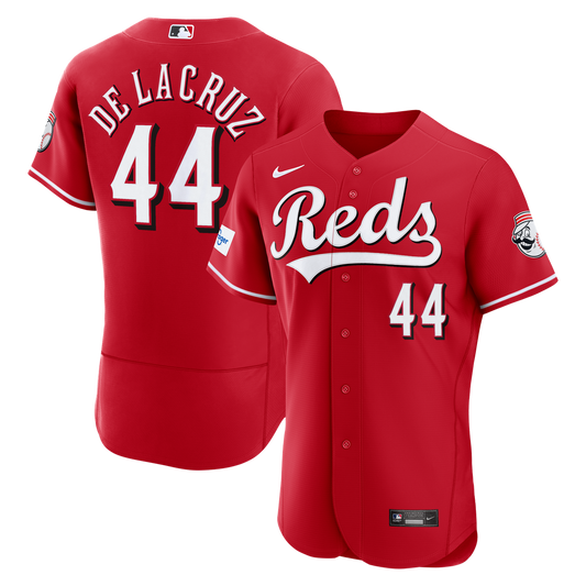 Cincinnati Reds Elly De La Cruz Red Alternate Authentic Sponsor Patch Baseball Jersey