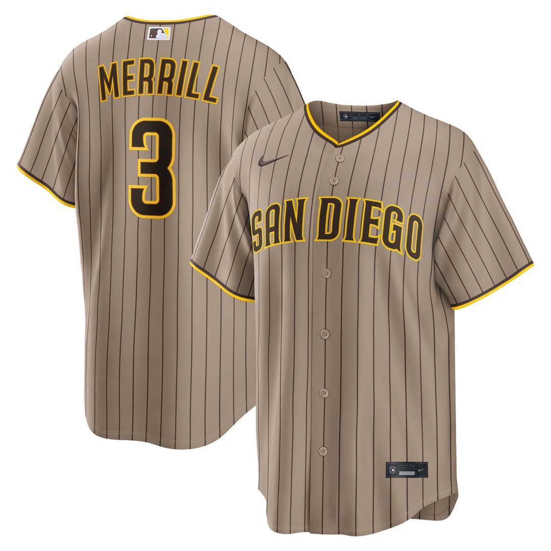 San Diego Padres Jackson Merrill Sand Alternate Replica Baseball Jersey