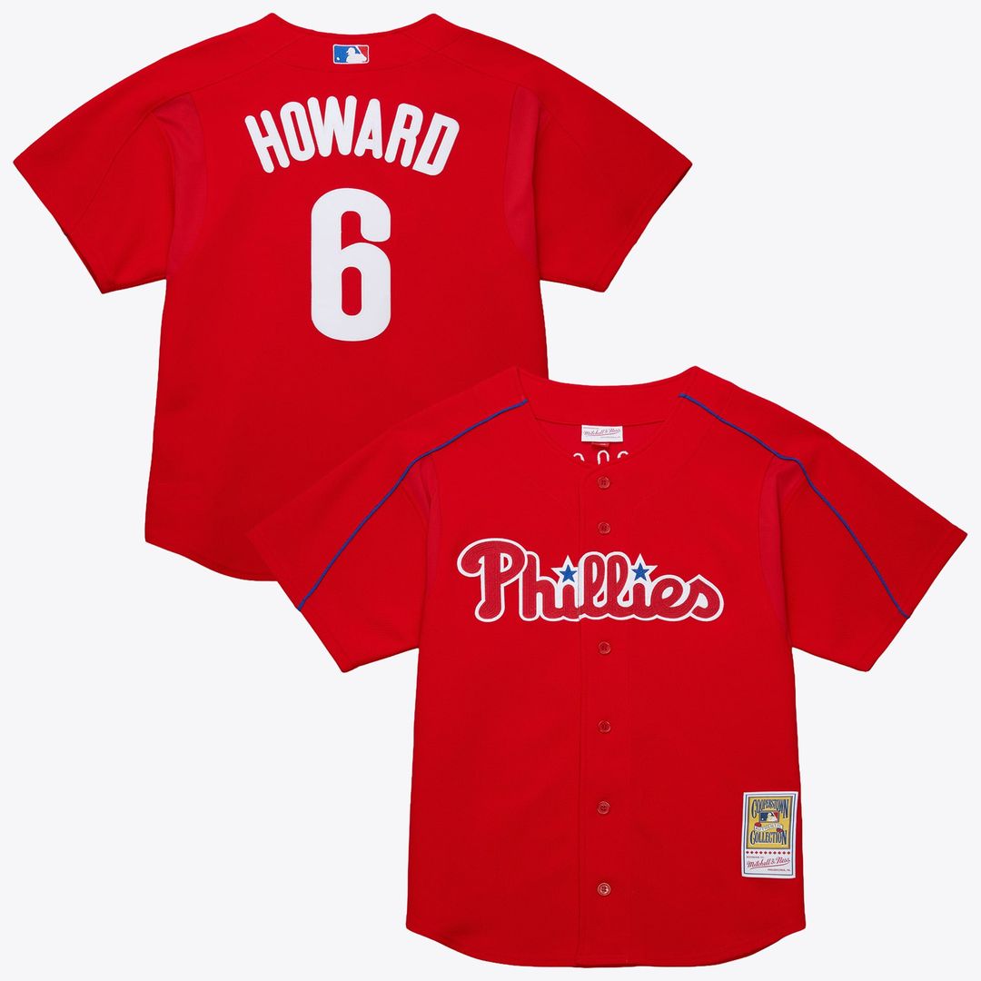 Philadelphia Phillies Ryan Howard Red Big & Tall Cooperstown Mesh Batting Practice Baseball Jersey
