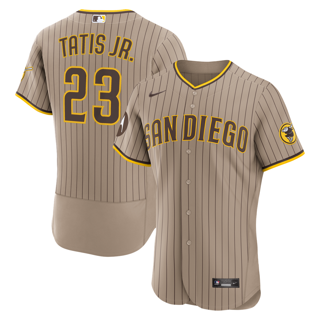 San Diego Padres Fernando Tatis Jr. Sand Alternate Authentic Sponsor Patch Baseball Jersey | MLB Baseball Jersey