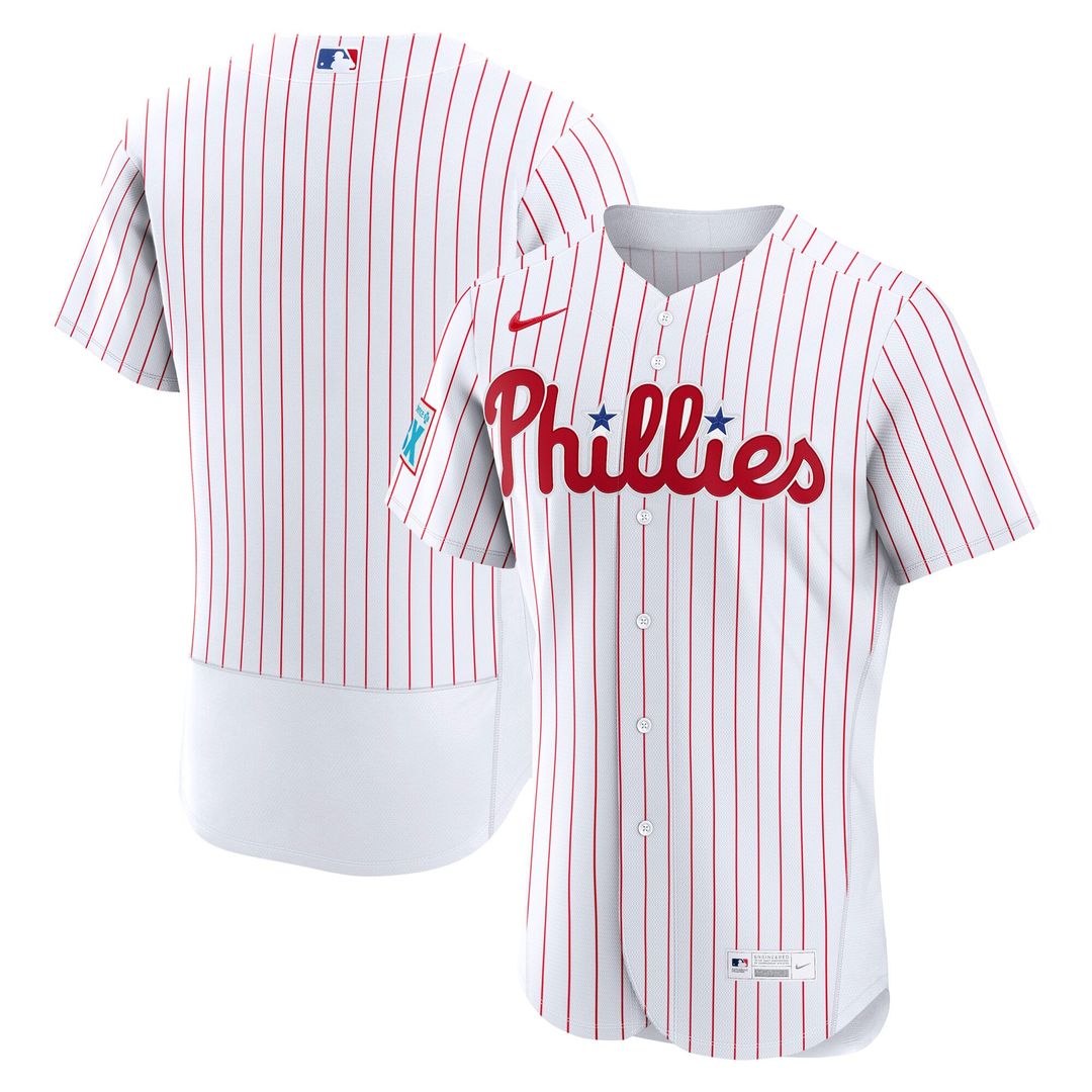 Philadelphia Phillies White Home Sponsor Patch Authentic Baseball Jersey