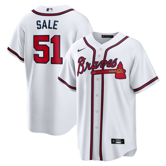 Atlanta Braves Chris Sale White Home Replica Baseball Jersey