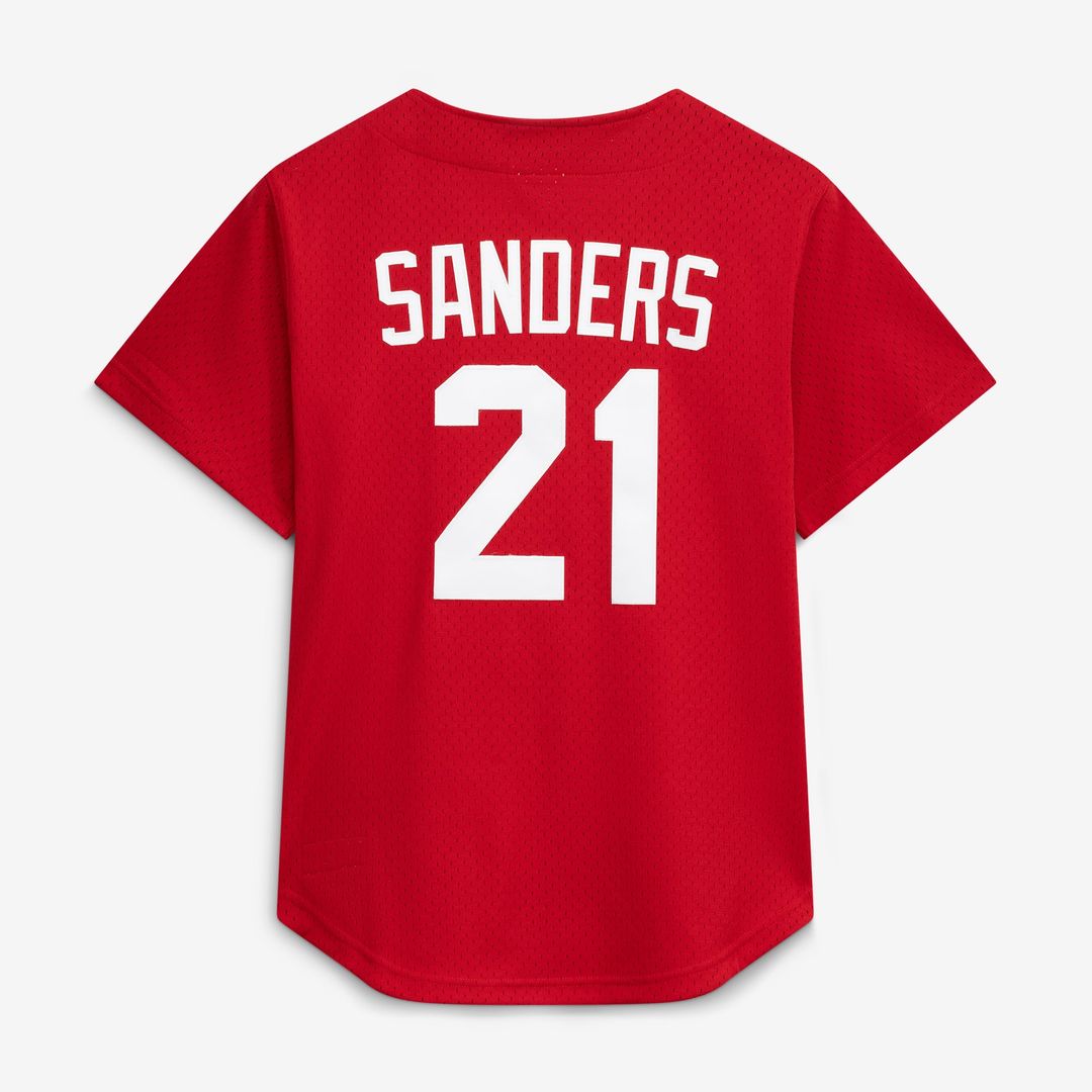 Cincinnati Reds Deion Sanders Red Cooperstown Mesh Batting Practice Button-Up Baseball Jersey | MLB Baseball Jersey