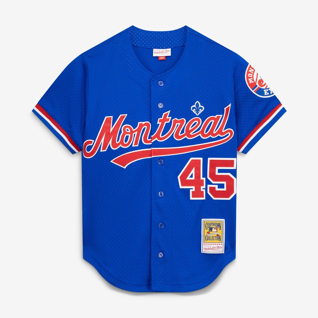 Montreal Expos Pedro Martinez Blue Cooperstown Collection Mesh Batting Practice Button-Up Baseball Jersey | MLB Baseball Jersey
