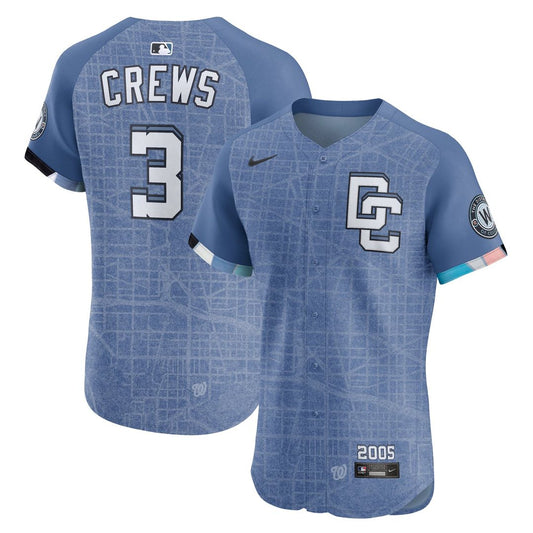 Washington Nationals Dylan Crews Blue 2025 City Connect Elite Baseball Jersey