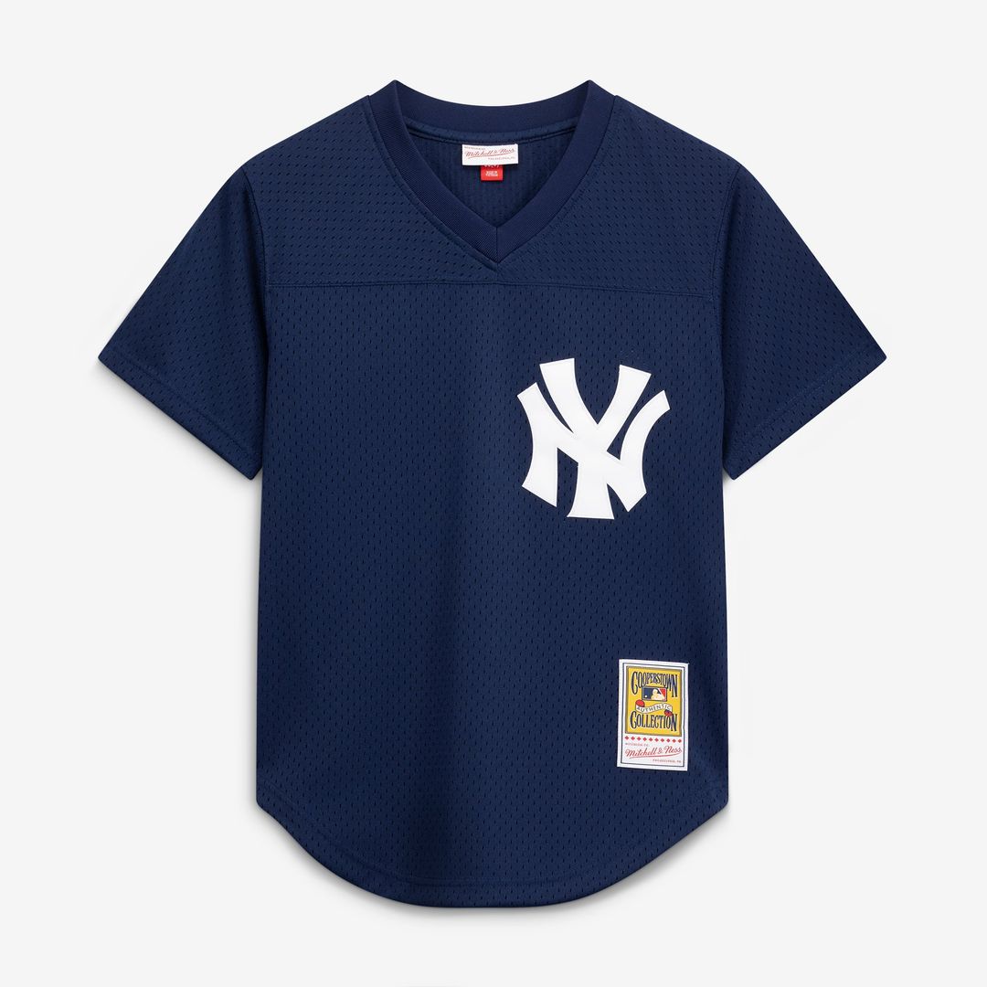 New York Yankees Rickey Henderson Navy Cooperstown Collection Mesh Batting Practice Button-Up Baseball Jersey | MLB Baseball Jersey