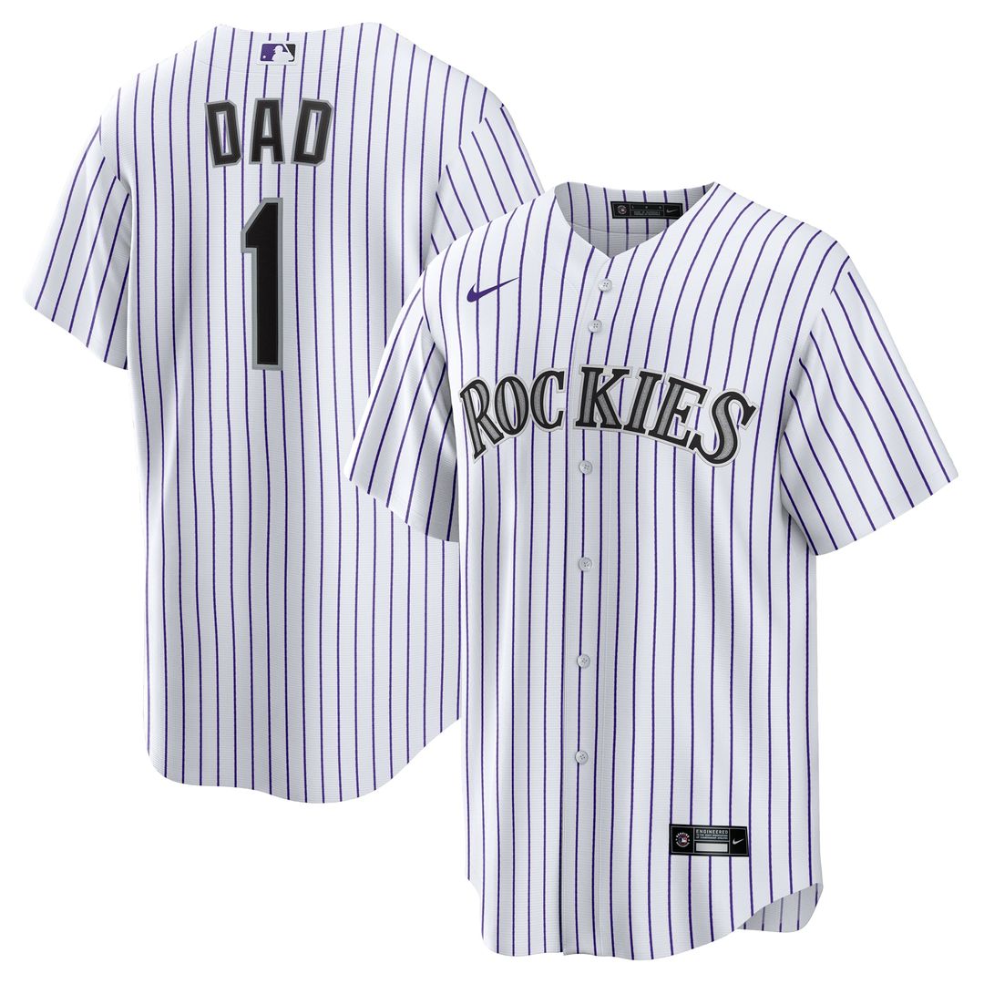 Colorado Rockies White #1 Dad Home Replica Baseball Jersey