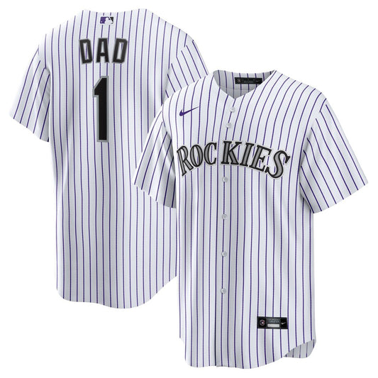Colorado Rockies White #1 Dad Home Replica Baseball Jersey