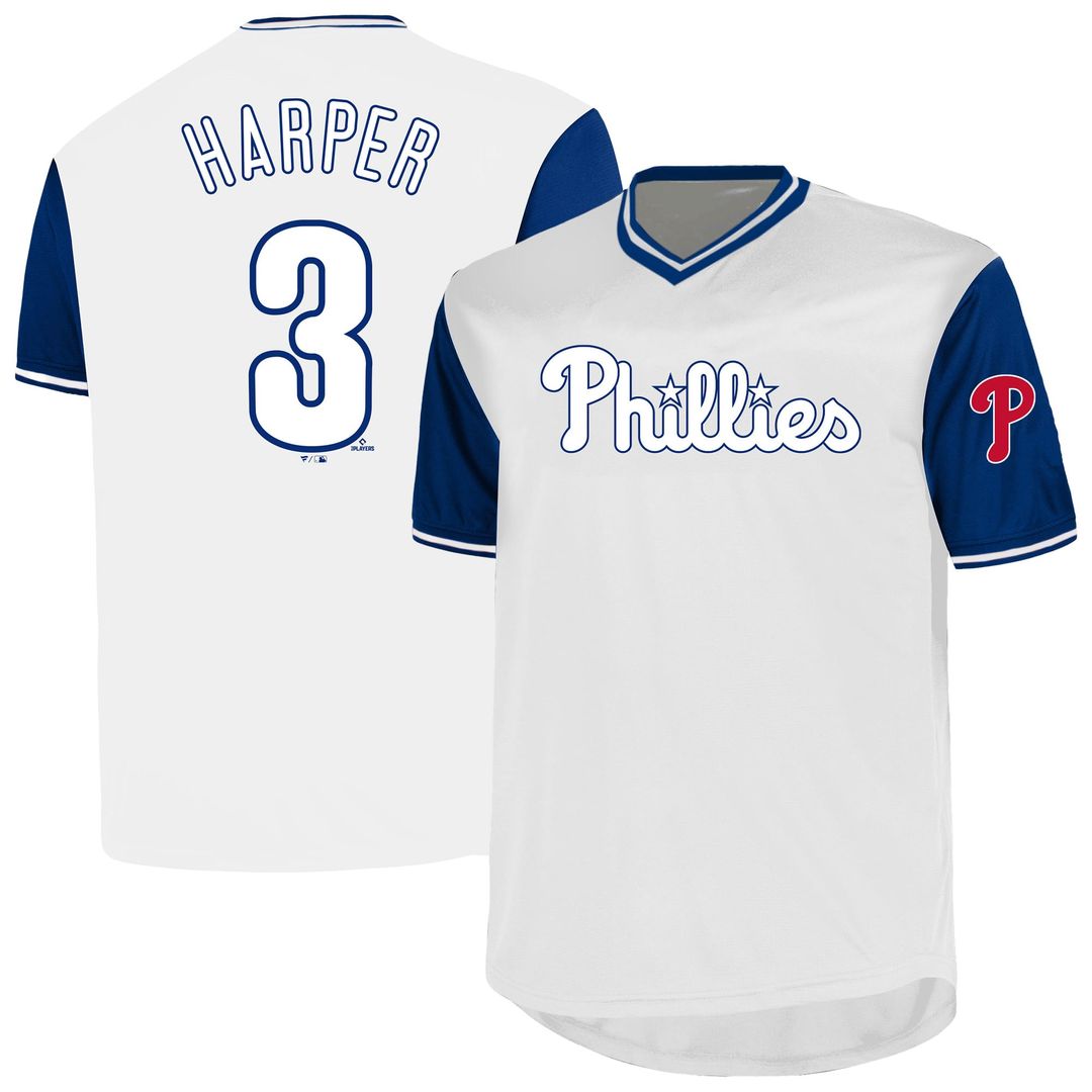Philadelphia Phillies Bryce Harper Profile White Big & Tall Name & Number Baseball Jersey