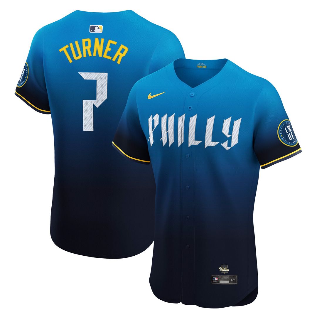 Philadelphia Phillies Trea Turner Navy City Connect Elite Baseball Jersey