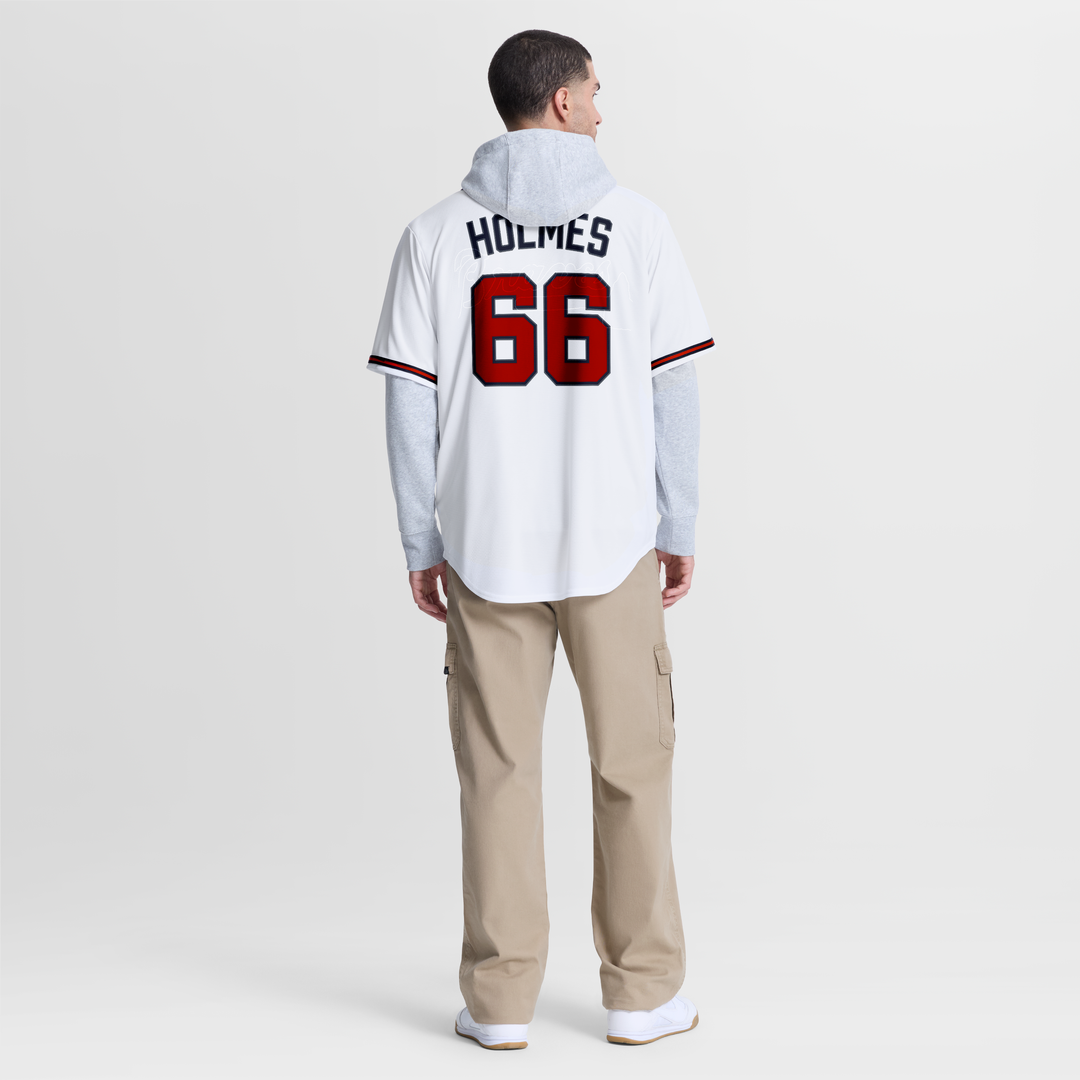 Atlanta Braves Grant Holmes White Home Replica Baseball Jersey | MLB Baseball Jersey