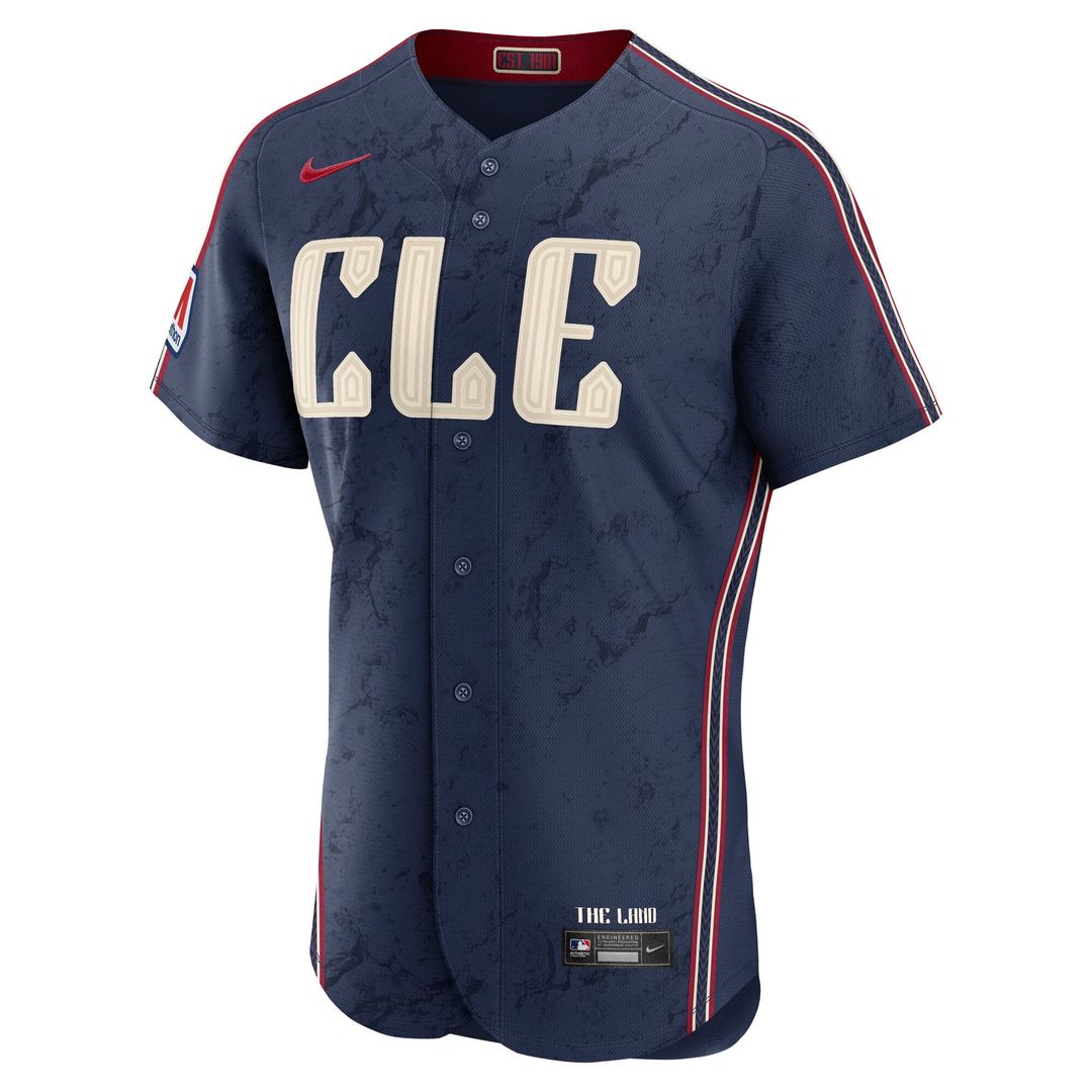 Cleveland Guardians Navy City Connect Authentic Sponsor Patch Baseball Jersey | MLB Baseball Jersey
