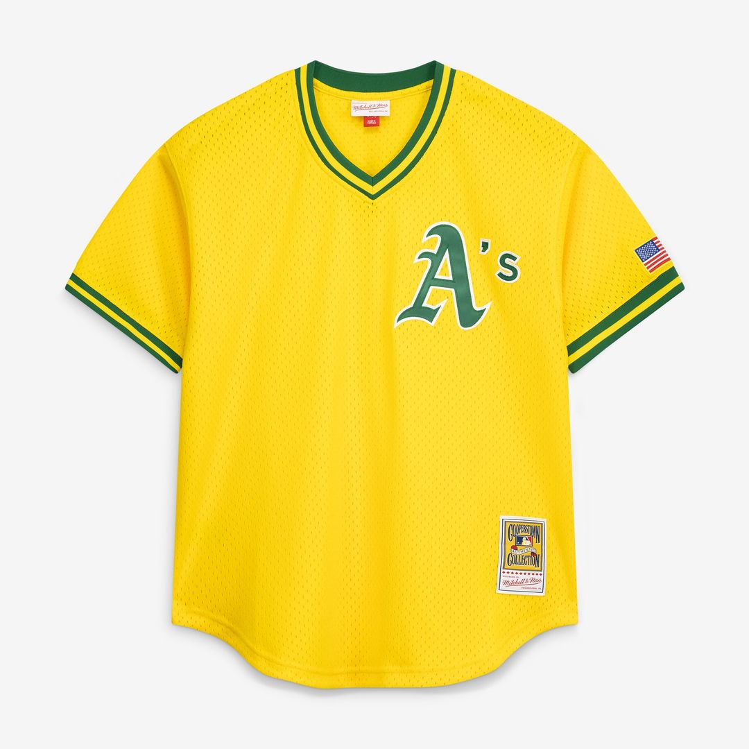 Athletics Rickey Henderson Yellow Authentic Batting Practice Baseball Jersey | MLB Baseball Jersey