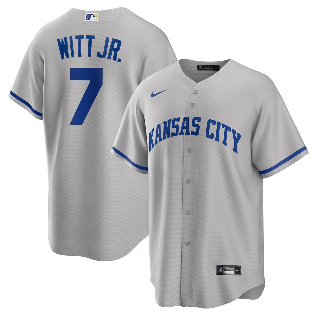 Kansas City Royals Bobby Witt Jr. Gray Road Replica Baseball Jersey