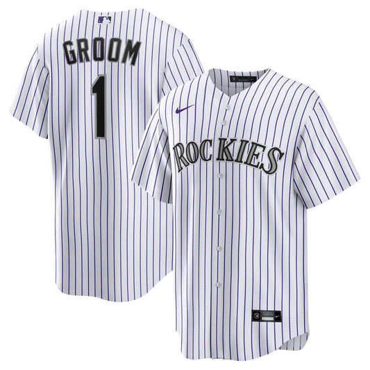Colorado Rockies White #1 Groom Home Replica Baseball Jersey