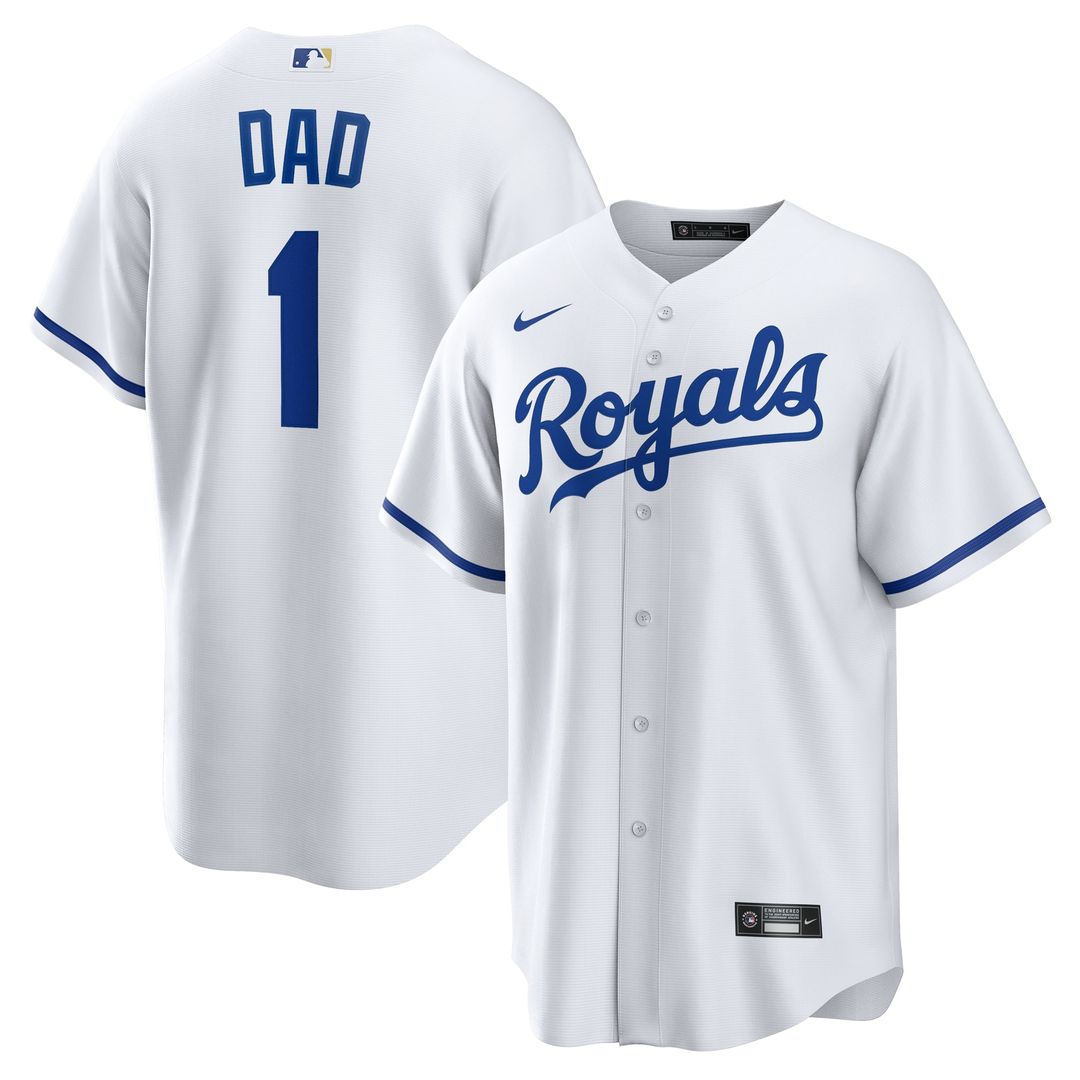 Kansas City Royals White #1 Dad Home Replica Baseball Jersey