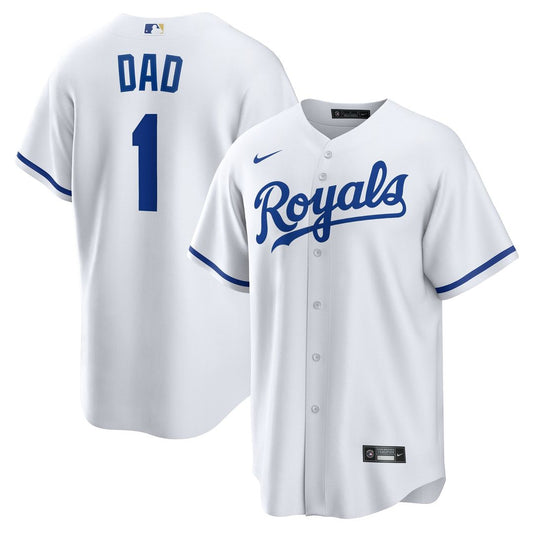 Kansas City Royals White #1 Dad Home Replica Baseball Jersey
