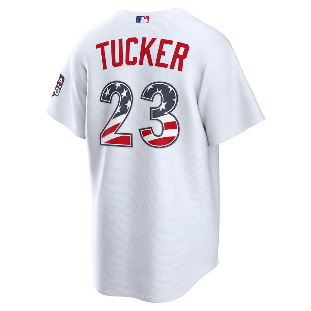 Fourth of July Men's Los Angeles Dodgers Kyle Tucker White USA 250 Stadium Baseball Jersey | MLB Baseball Jersey