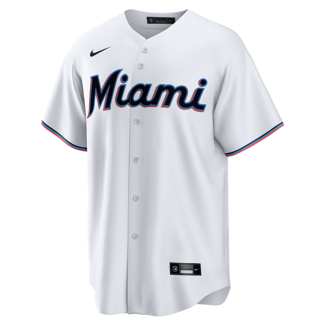 Miami Marlins White Home Big & Tall Replica Baseball Jersey | MLB Baseball Jersey