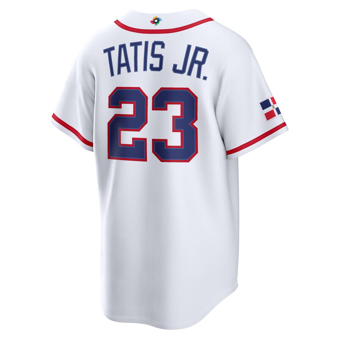 Dominican Republic Baseball Fernando Tatis Jr. White 2026 World Baseball Classic Home Stadium Baseball Jersey | MLB Baseball Jersey