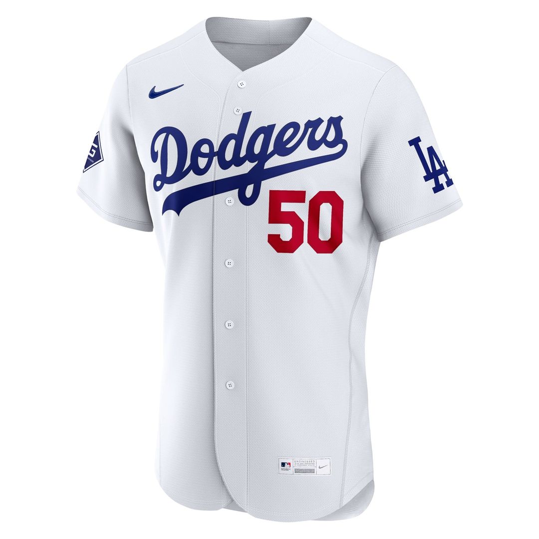 Los Angeles Dodgers Mookie Betts White Home Authentic Sponsor Patch Baseball Jersey | MLB Baseball Jersey
