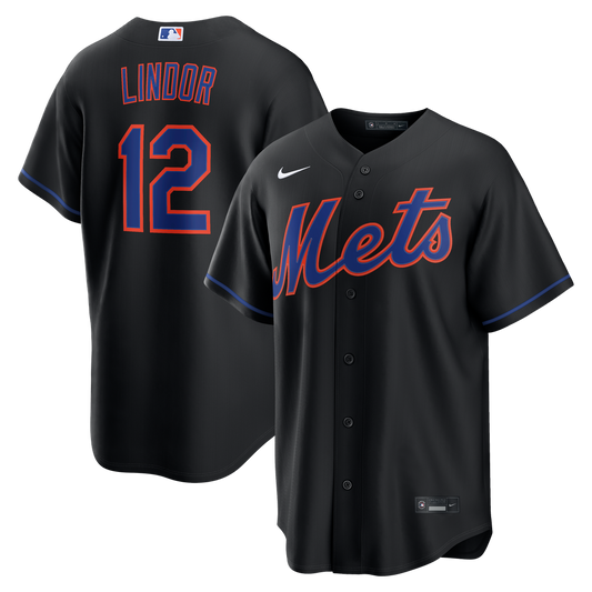 New York Mets Francisco Lindor Black Alternate Replica Baseball Jersey
