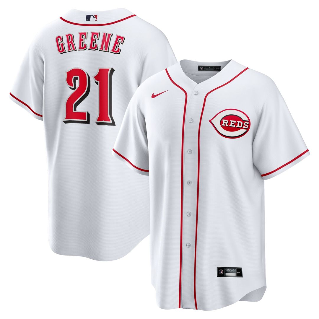 Cincinnati Reds Hunter Greene White Home Replica Baseball Jersey