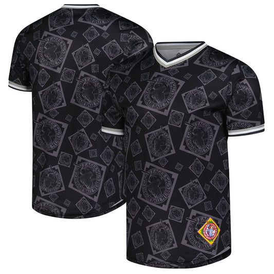Negro League Baseball Stitches Black Allover Print V-Neck Baseball Jersey