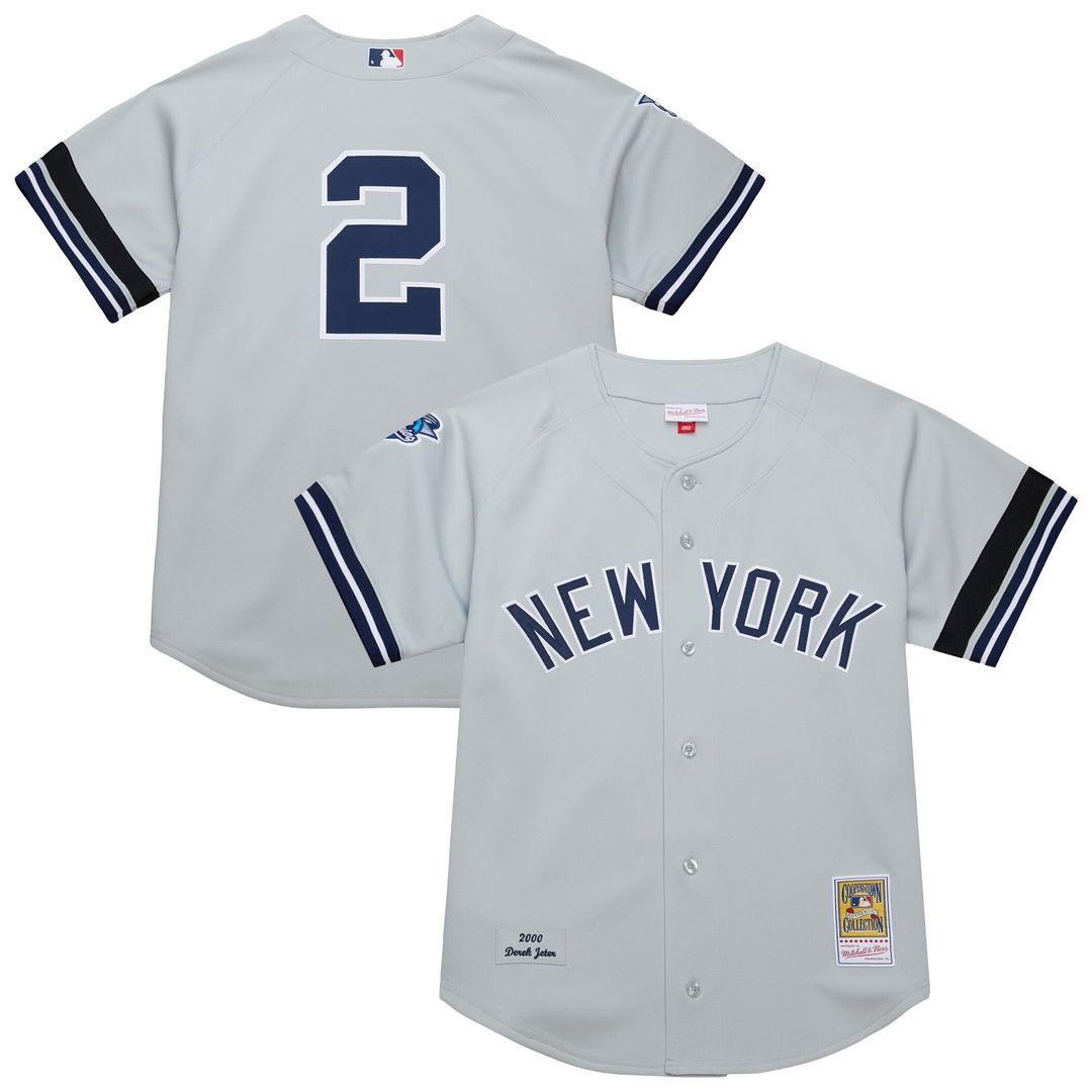 New York Yankees Derek Jeter Gray Cooperstown Collection 2000 World Series Authentic Baseball Jersey