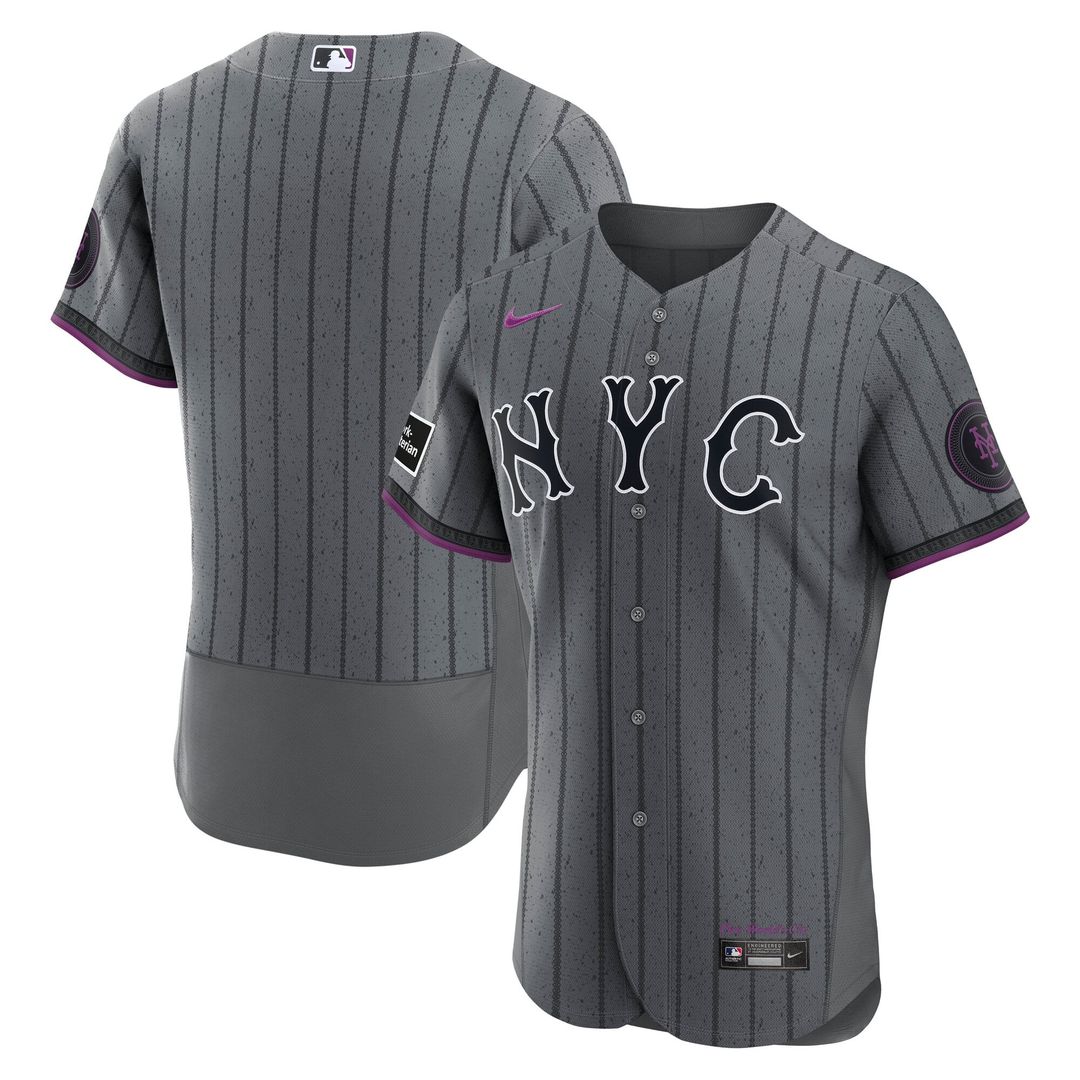 New York Mets Gray City Connect Authentic Sponsor Patch Baseball Jersey
