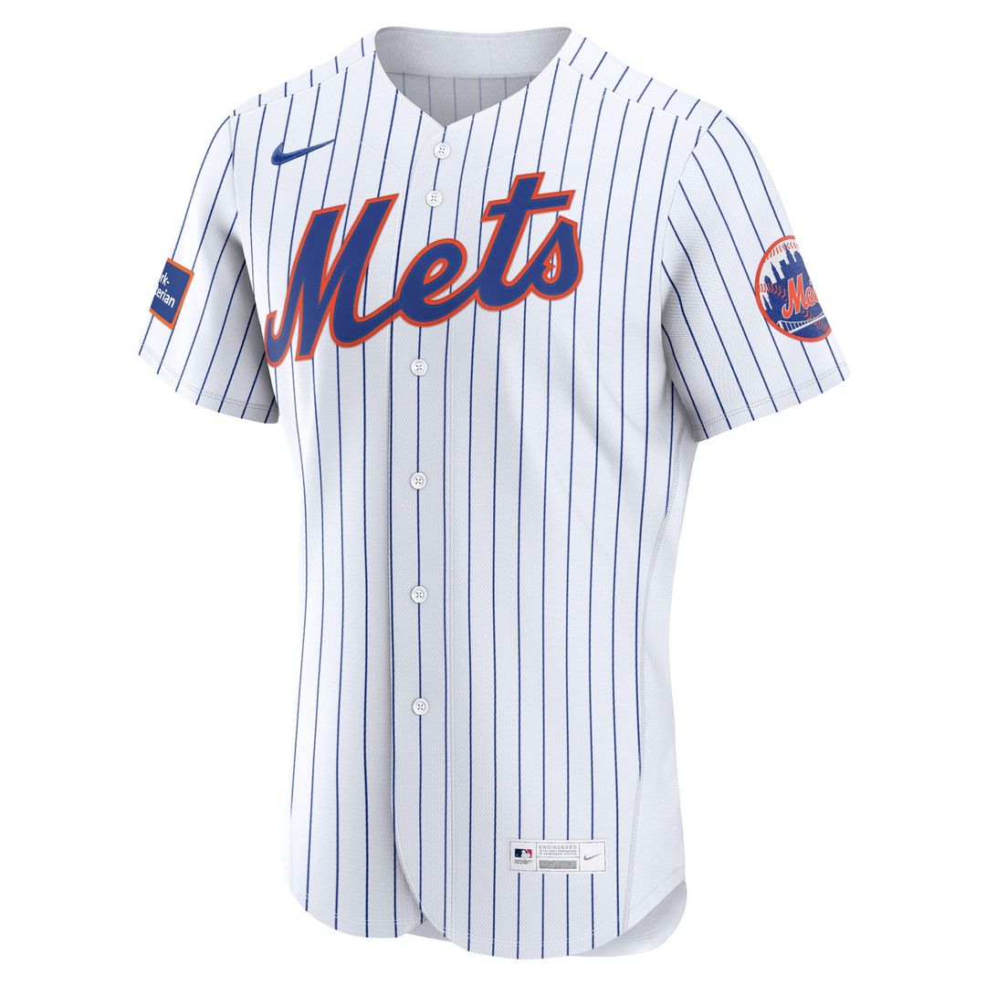 New York Mets White Home Sponsor Patch Authentic Baseball Jersey | MLB Baseball Jersey