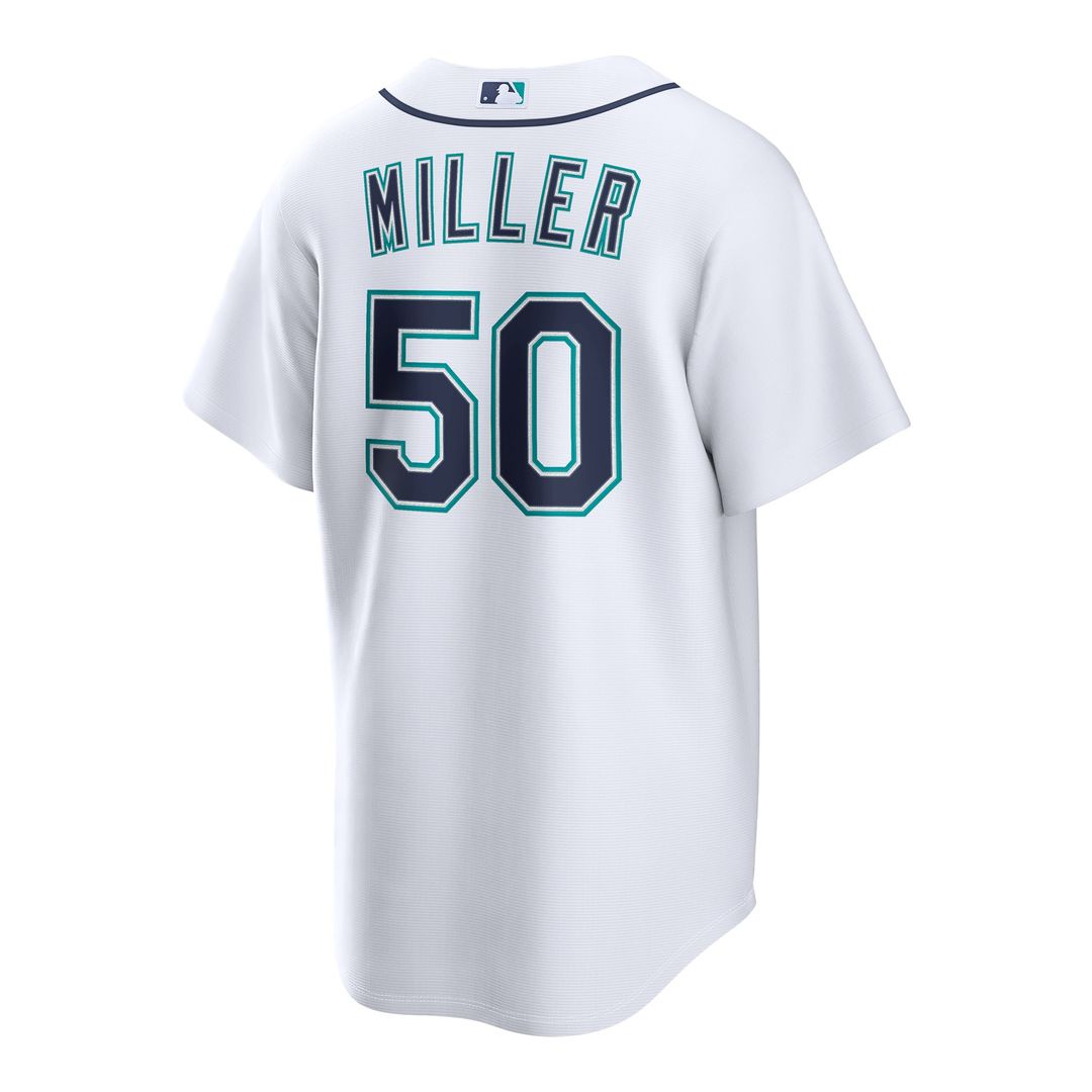 Seattle Mariners Bryce Miller White Home Replica Baseball Jersey | MLB Baseball Jersey