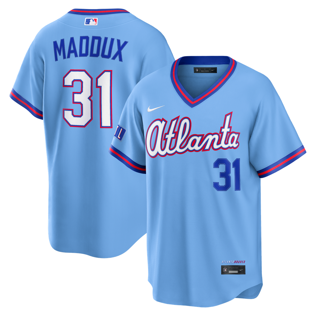 Atlanta Braves Greg Maddux Powder Blue 2026 City Connect Stadium Baseball Jersey