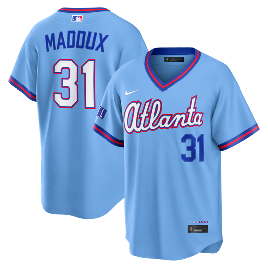 Atlanta Braves Greg Maddux Powder Blue 2026 City Connect Stadium Baseball Jersey
