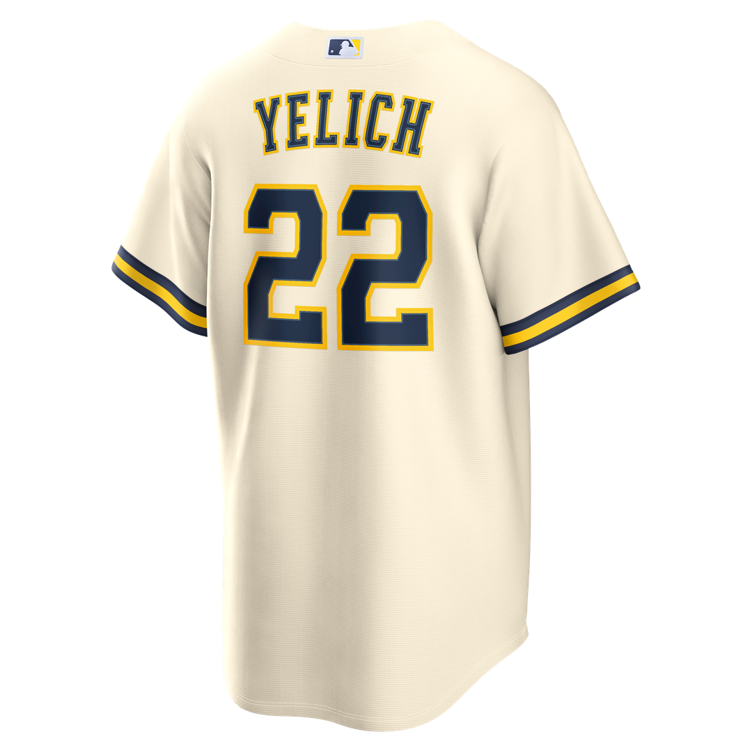 Milwaukee Brewers Christian Yelich Cream Home Replica Baseball Jersey | MLB Baseball Jersey