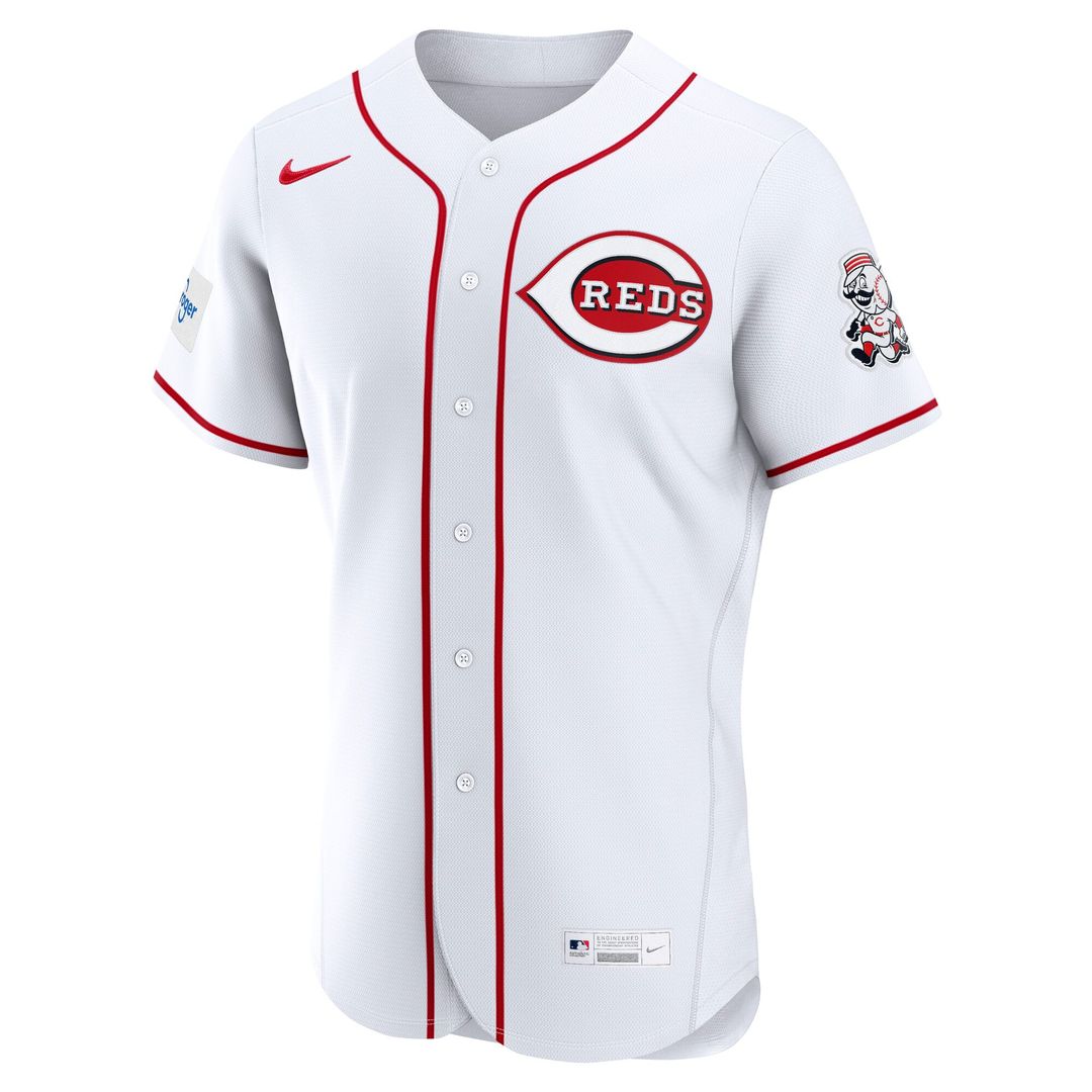 Cincinnati Reds White Home Sponsor Patch Authentic Baseball Jersey | MLB Baseball Jersey