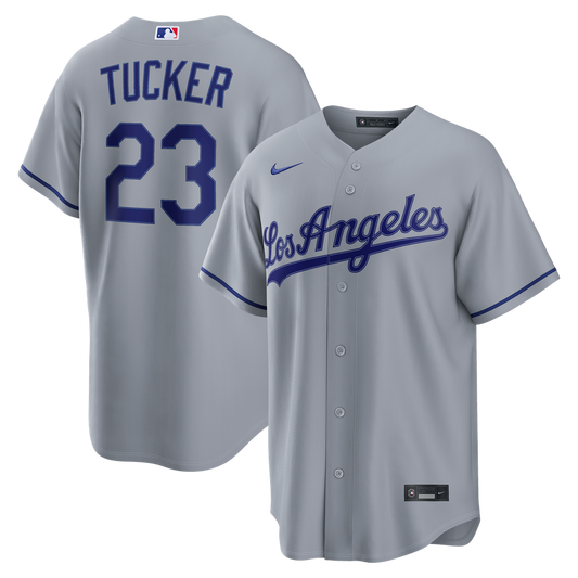 Los Angeles Dodgers Kyle Tucker Gray Road Replica Baseball Jersey