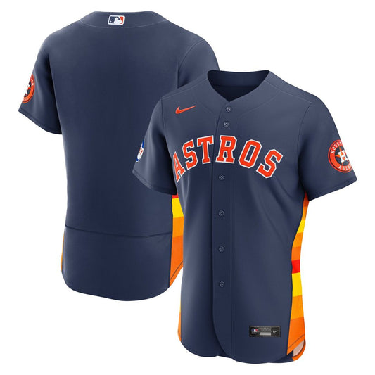 Houston Astros Navy Alternate Sponsor Patch Authentic Baseball Jersey