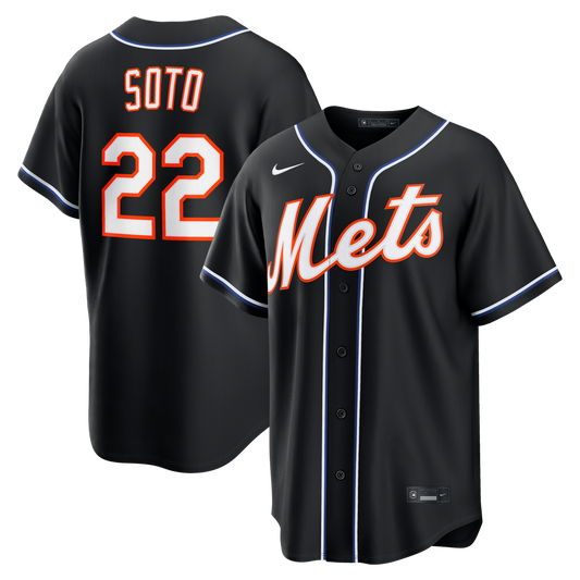 New York Mets Juan Soto Fashion Replica Black Out Baseball Jersey