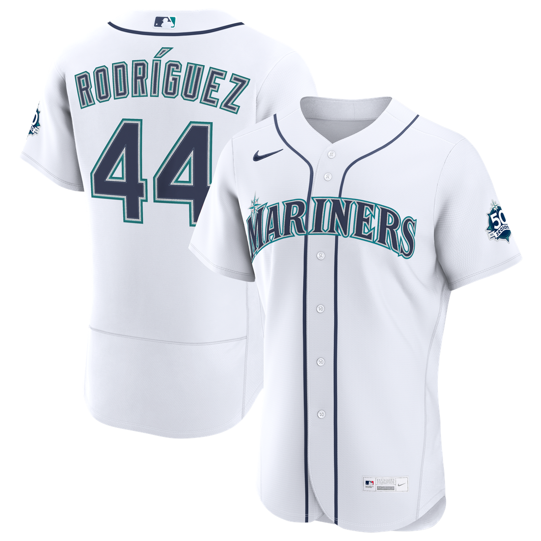 Seattle Mariners Julio Rodriguez White Home 50th Season Authentic Baseball Jersey