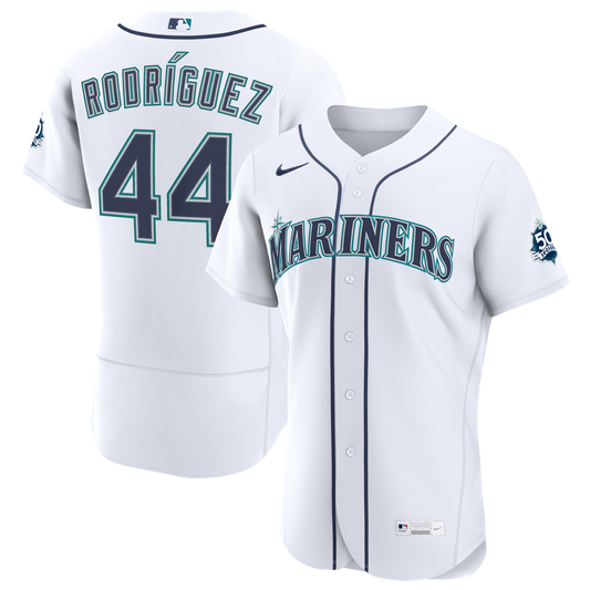 Seattle Mariners Julio Rodriguez White Home 50th Season Authentic Baseball Jersey