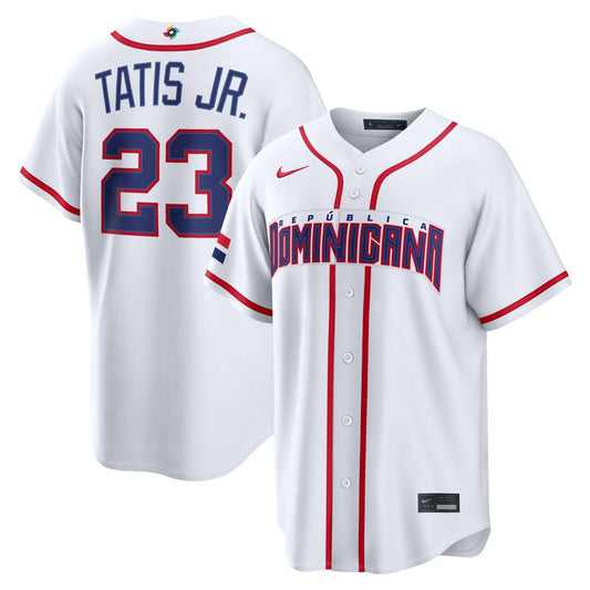 Dominican Republic Baseball Fernando Tatis Jr. White 2026 World Baseball Classic Home Stadium Baseball Jersey