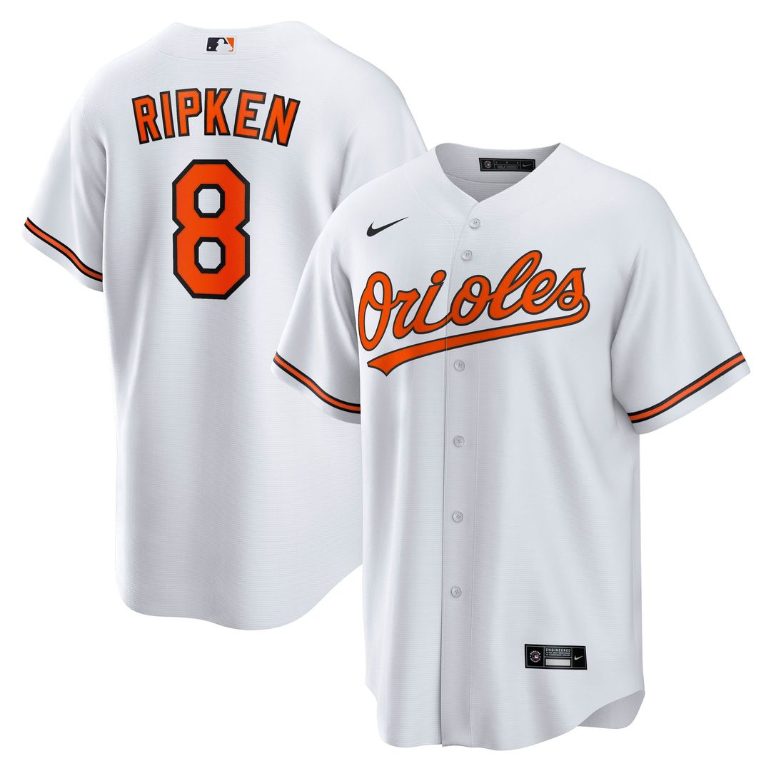 Baltimore Orioles Cal Ripken Jr. White Throwback Replica Baseball Jersey