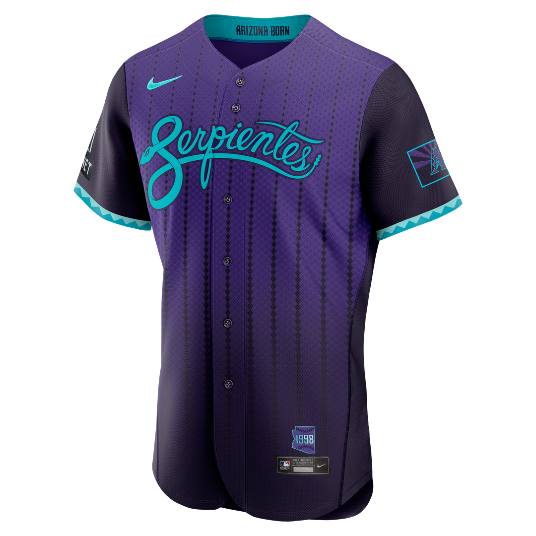 Arizona Diamondbacks Purple City Connect Authentic Sponsor Patch Baseball Jersey | MLB Baseball Jersey