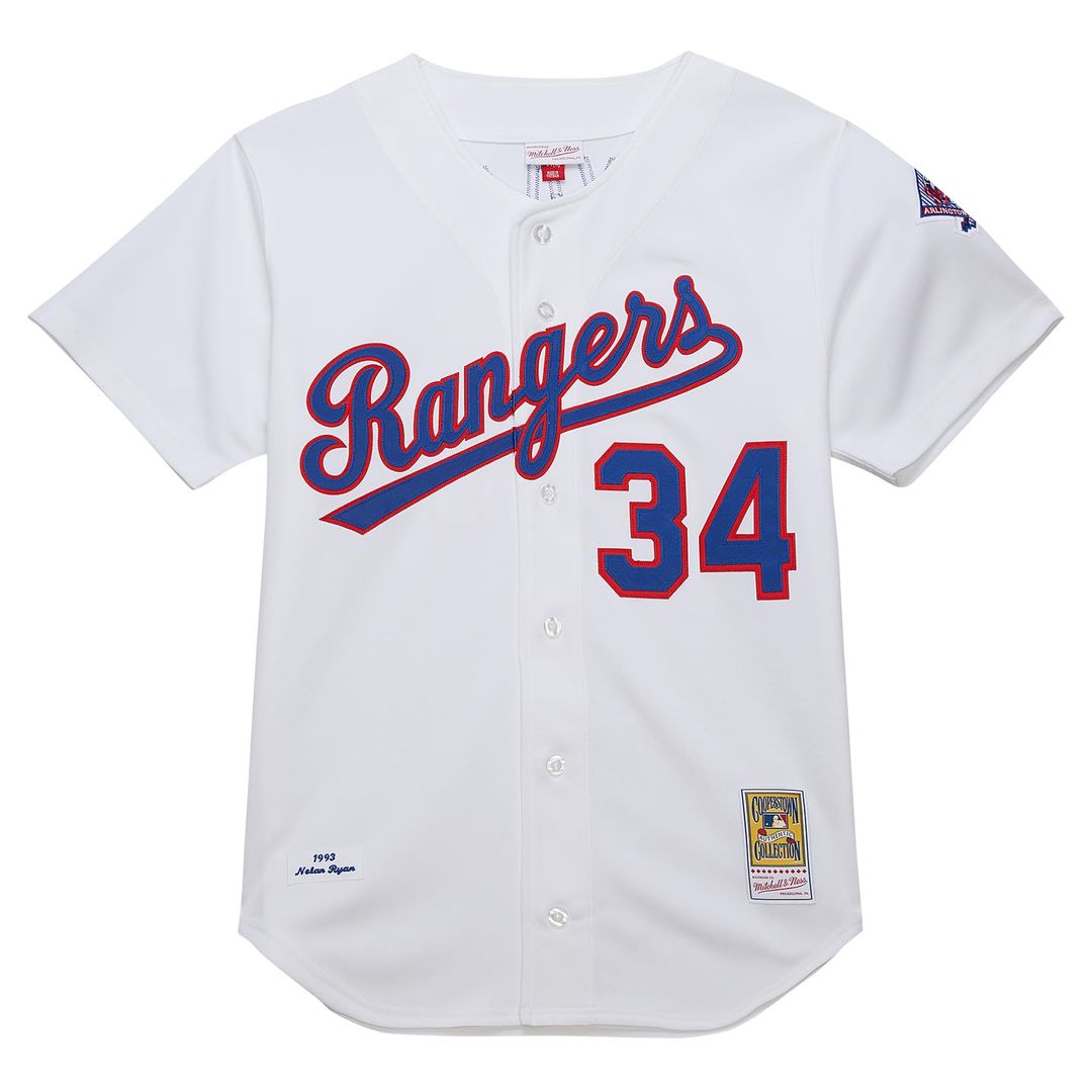Texas Rangers Nolan Ryan White 1993 Cooperstown Collection Authentic Baseball Jersey | MLB Baseball Jersey